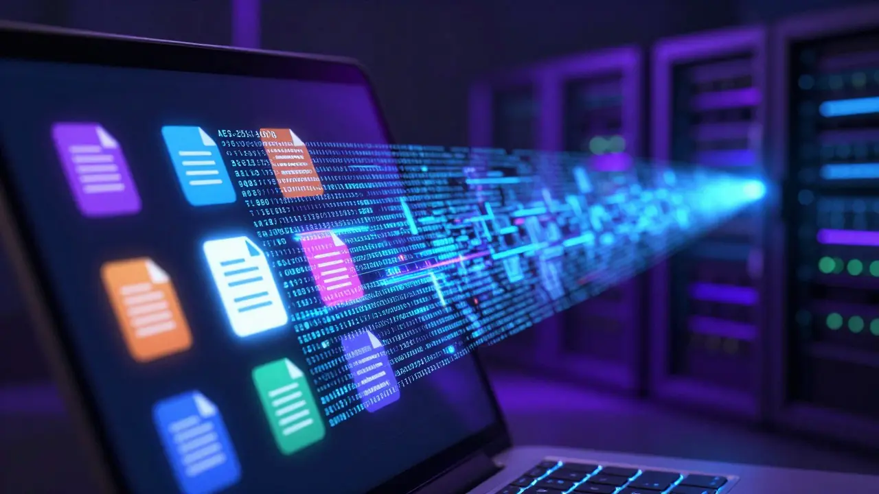 Dados sendo criptografados em ruído antes de sair do dispositivo